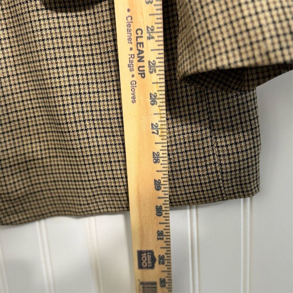 Kasper 46 Virgin Wool Blazer Jacket Brown Houndstooth Tweed Dark Academia‎ Vtg - Picture 5 of 9